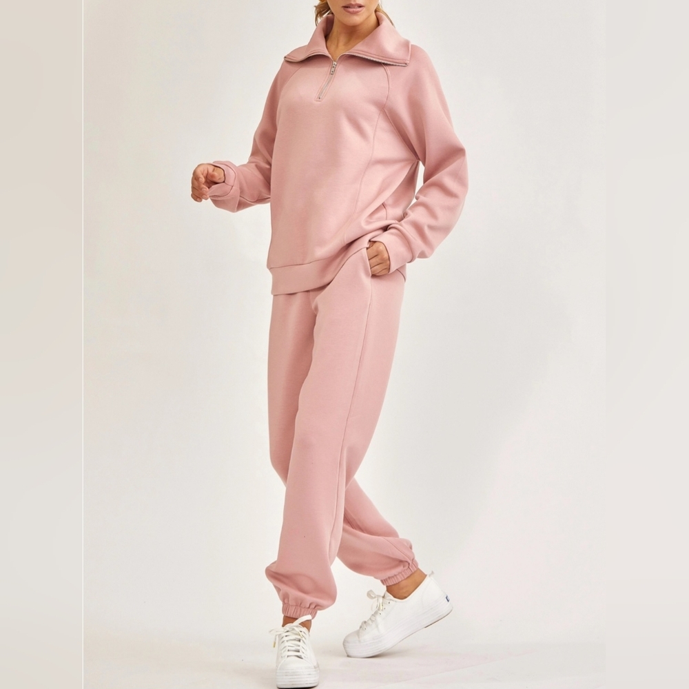 #48884 🚨 SALE 🛑M,L,XL Quarter Zip Pullover+Jogger Modal 2pc Set - Picture 5 of 12